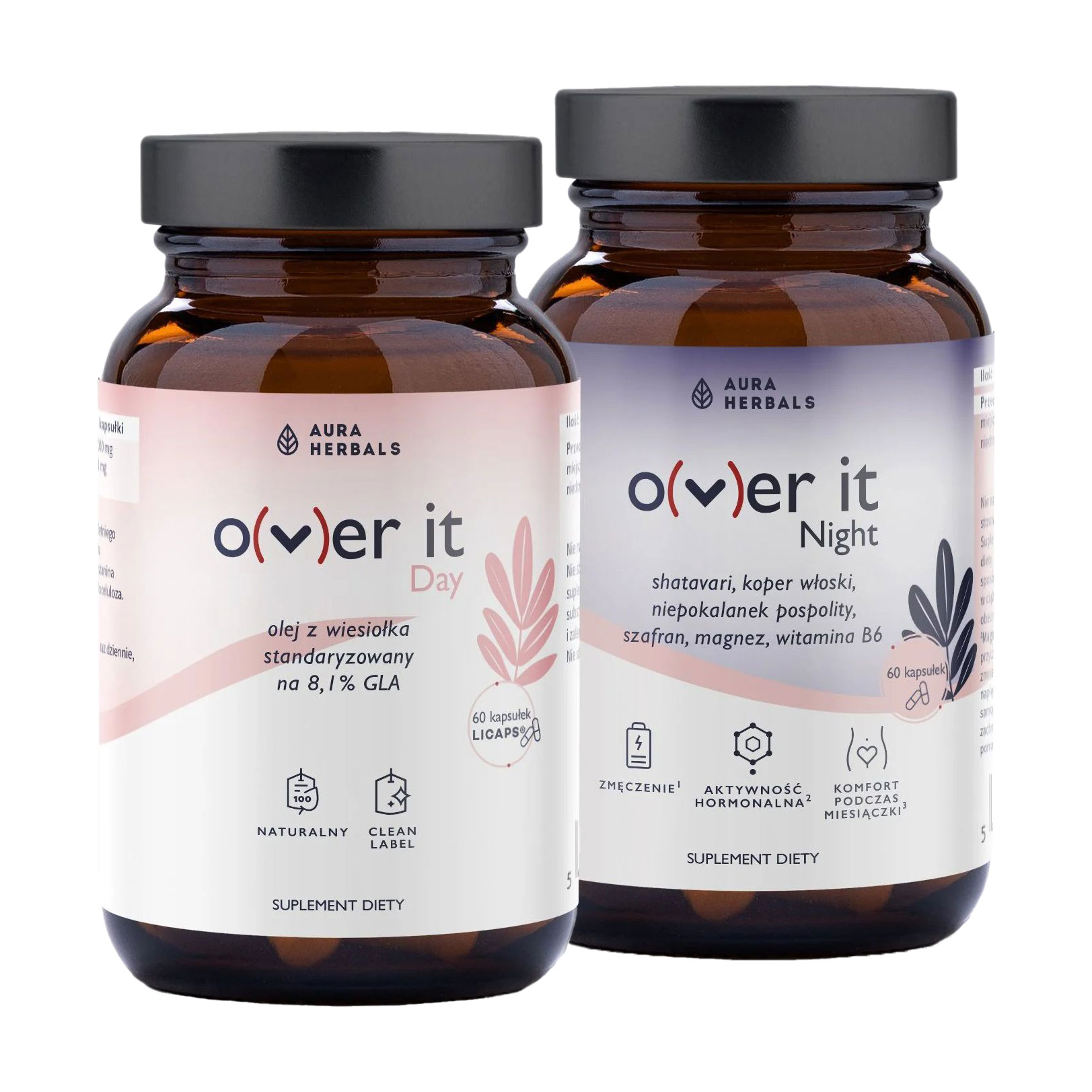 Підтримка при передменструальному синдромі Aura Herbals O(ver) it Day &amp; Night, 2*60 капсул